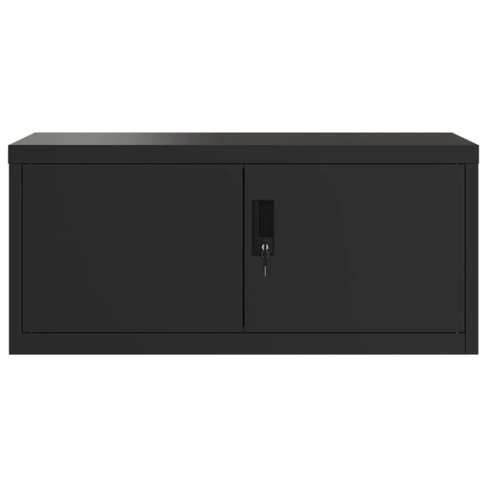 Trieur courrier Caissons à tiroirs meuble de bureau portes verrouillables 90 x 40 x 40 cm en acier noir DEC024593
