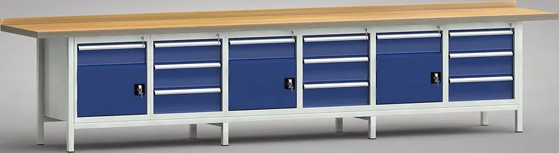 Etabli de base KLW - 4000 x 700 x 900 mm gauche : 150EA & porte 350mm droite : 150EA & 2x 175EA WS550E-400...