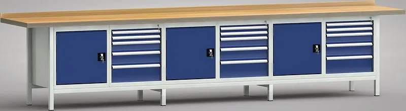 Etabli standard KLW - 4000 x 700 x 900 mm gauche : porte 500 mm droite : 2x 50EA 100EA 125EA &amp; 175EA WS550E-4000M4...