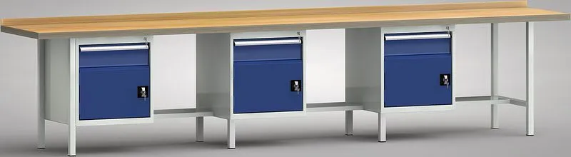 Etabli standard KLW - 4000 x 700 x 900 mm gauche : 150EA & porte 350mm droite : étagère en tôle d'acier W...