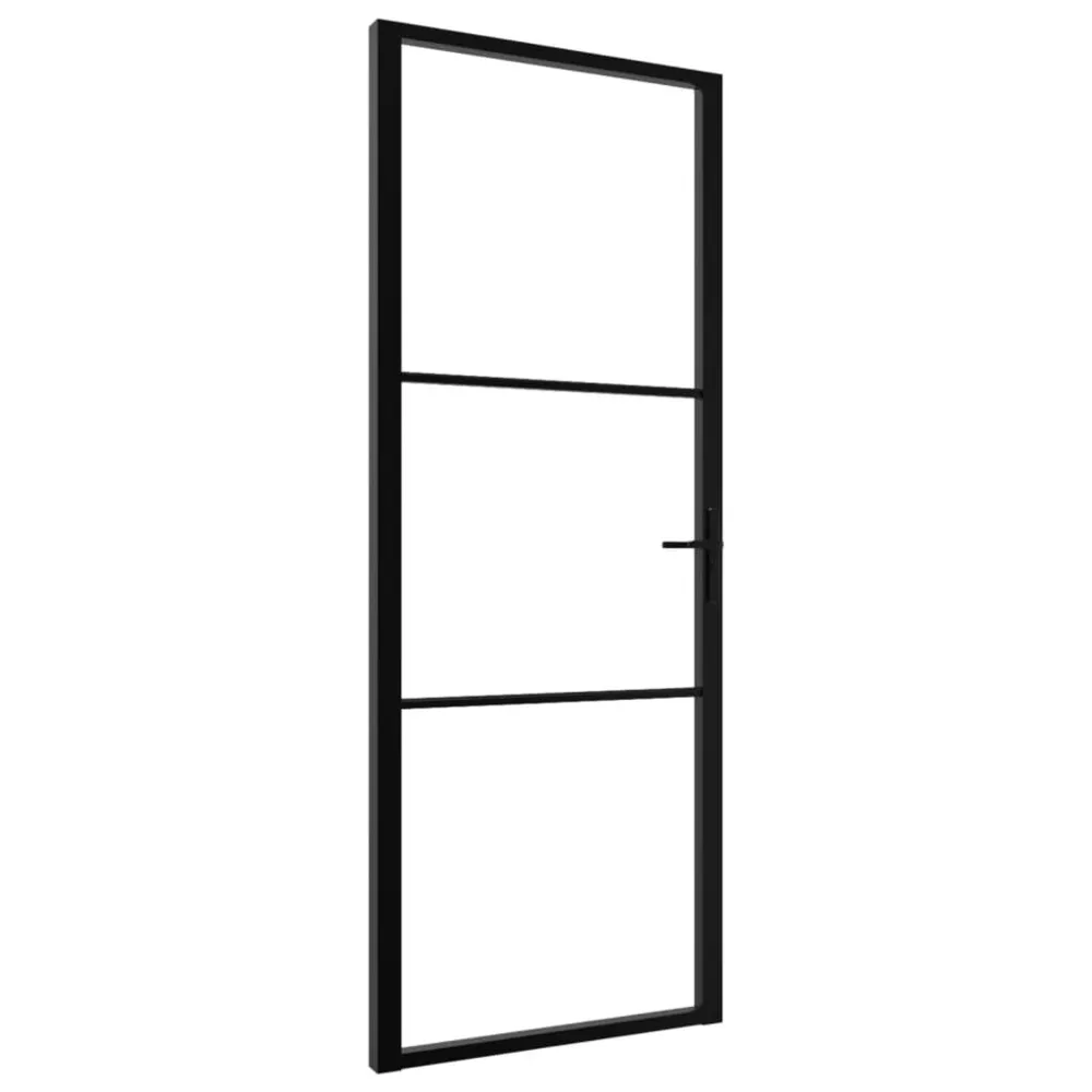 Porte intérieure Verre ESG et aluminium 76x201,5 cm Noir design moderne