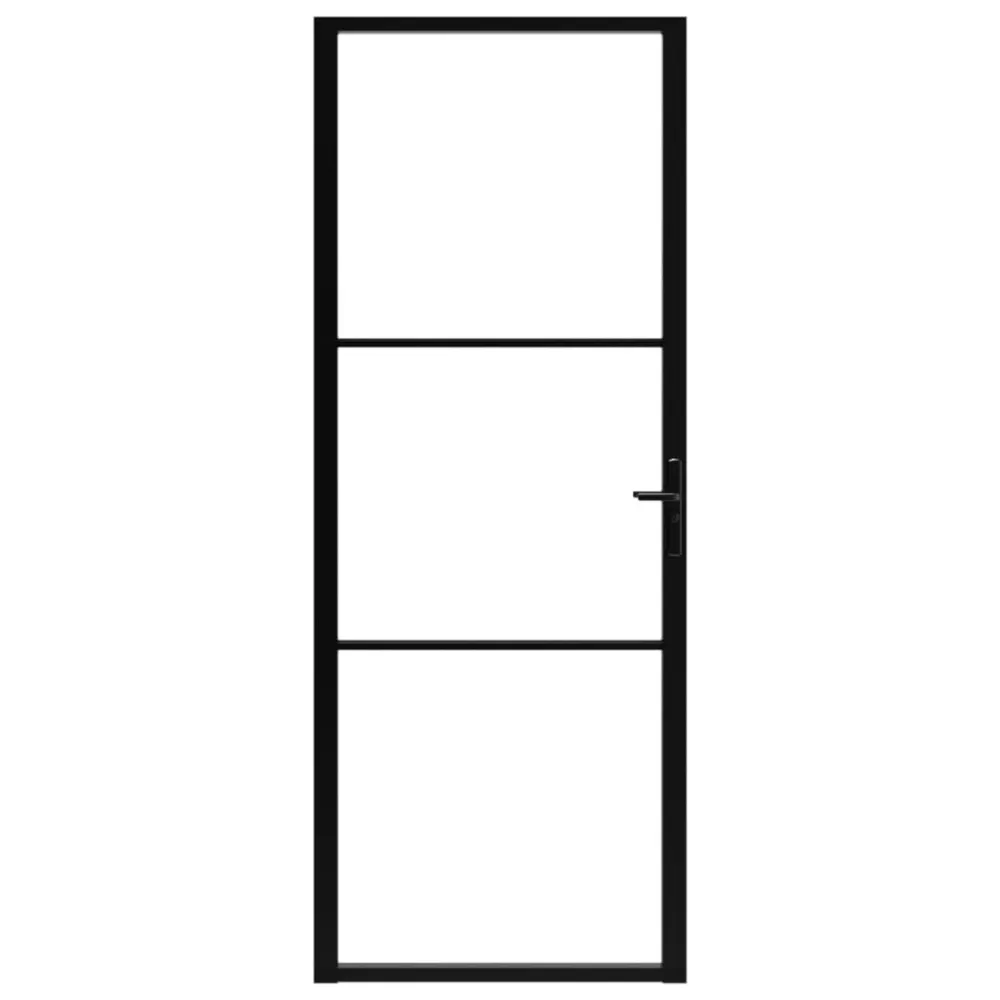 Porte intérieure Verre ESG et aluminium 76x201,5 cm Noir design moderne