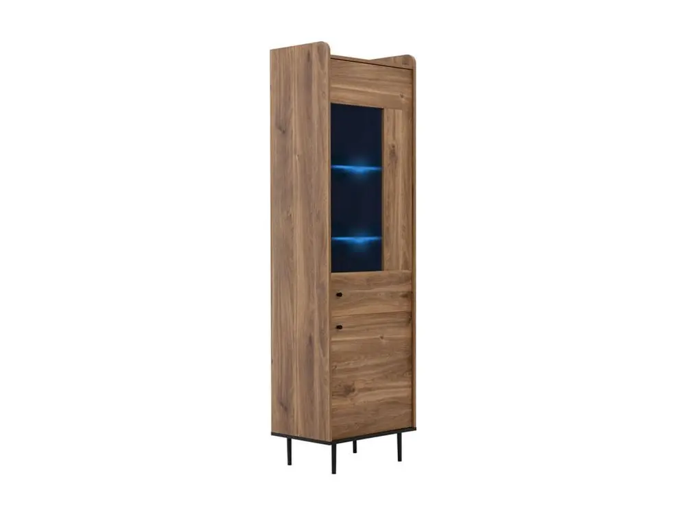 Vitrine Providence M100, Chêne foncé|Noir, Avec des portes, Le nombre de portes: 1.00, design moderne