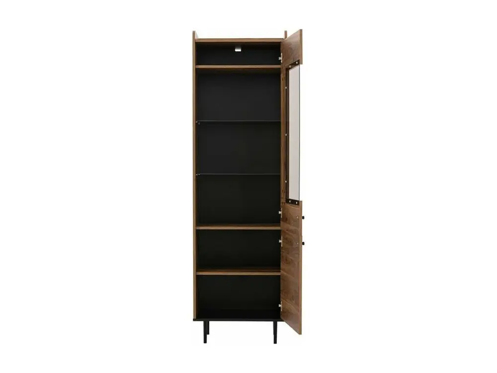 Vitrine Providence M100, Chêne foncé|Noir, Avec des portes, Le nombre de portes: 1.00, design moderne