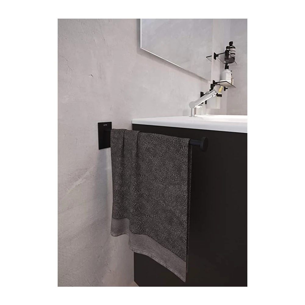 Porte-serviettes autocollant en laiton peint de la collection 'Stick' par Cosmic - cm 4,5x30,9x8 - Noir
