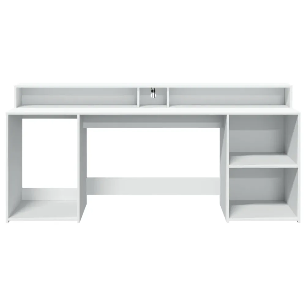 Bureau avec rangement Bureau table poste de travail meuble d'ordinateur informatique étude avec lumières LED 200 x 55 x 91...