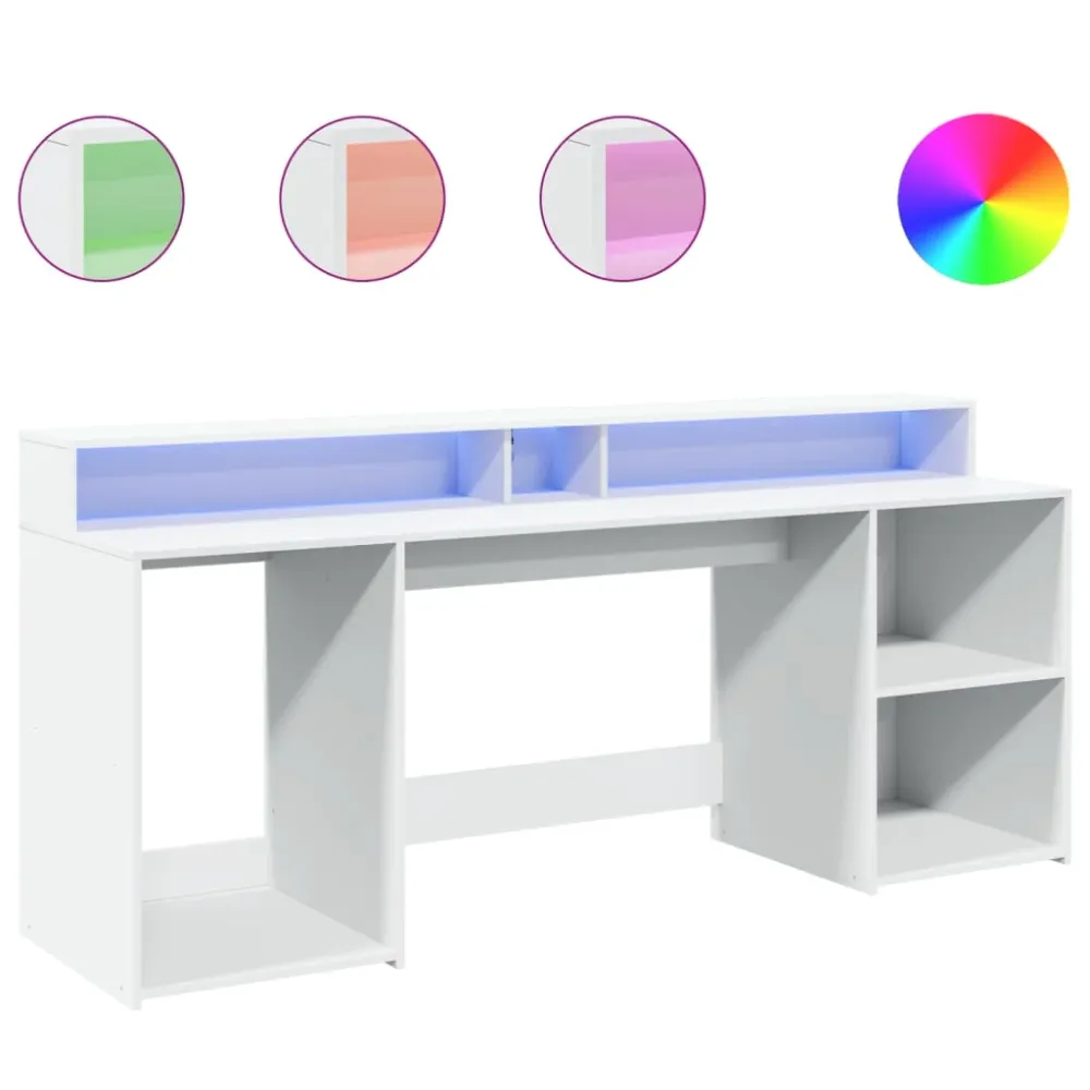 Bureau exécutif Bureau table poste de travail meuble d'ordinateur informatique étude avec lumières LED 200 x 55 x 91 cm bo...