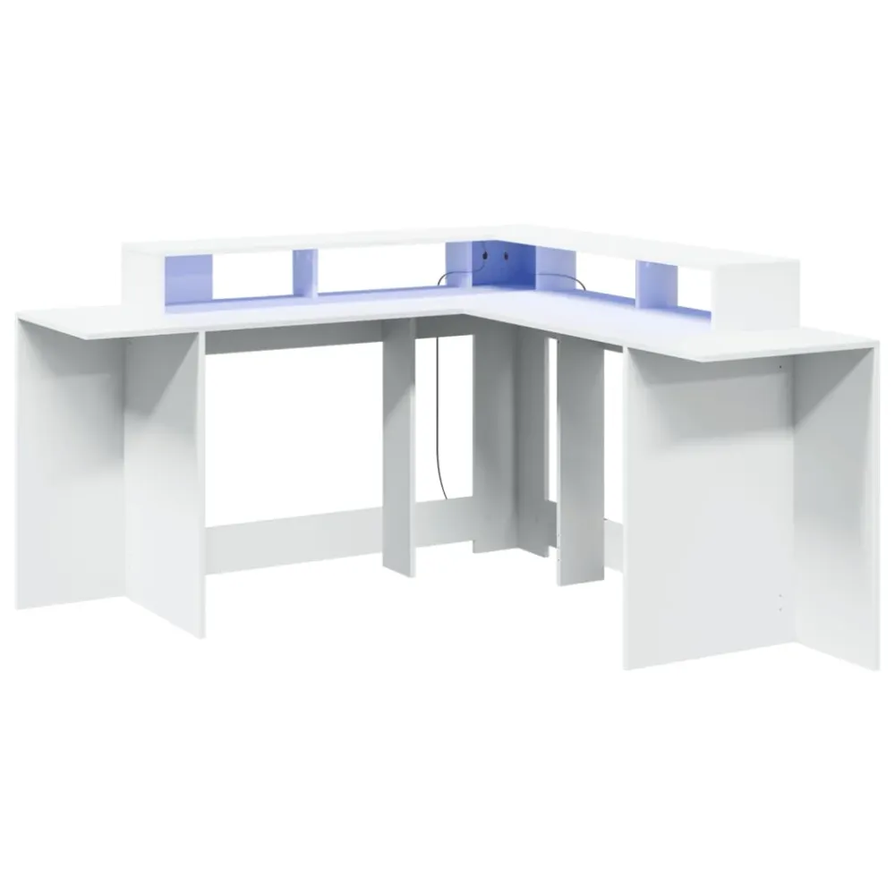 Bureau exécutif Bureau table poste de travail meuble d'ordinateur informatique étude avec lumières LED 152 x 152 x 91 cm b...