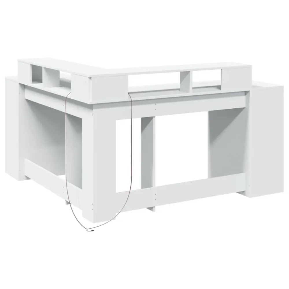 Bureau exécutif Bureau table poste de travail meuble d'ordinateur informatique étude avec lumières LED 152 x 152 x 91 cm b...