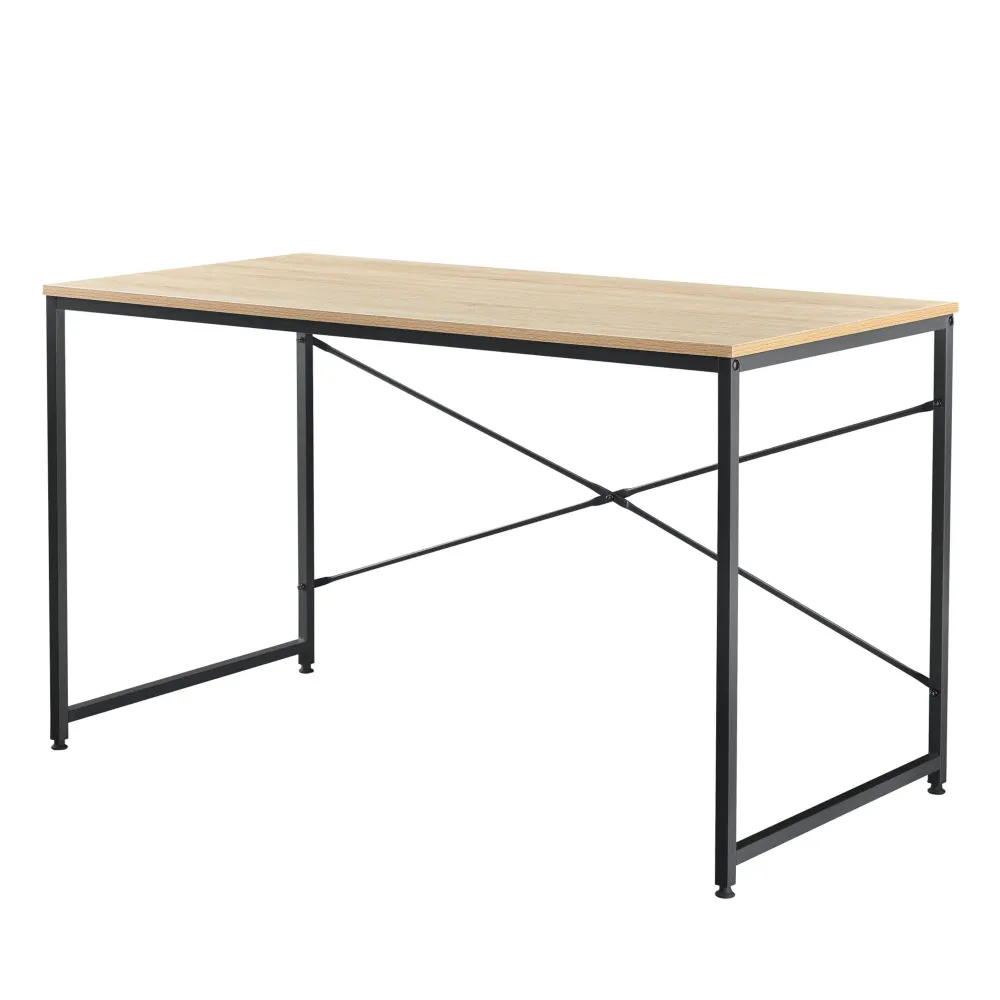 Bureau poste de travail ordinateur table MDF 120 cm écru et noir 03_0003511 pour espace ouvert