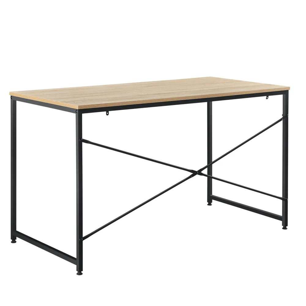 Bureau poste de travail ordinateur table MDF 120 cm écru et noir 03_0003511 pour espace ouvert