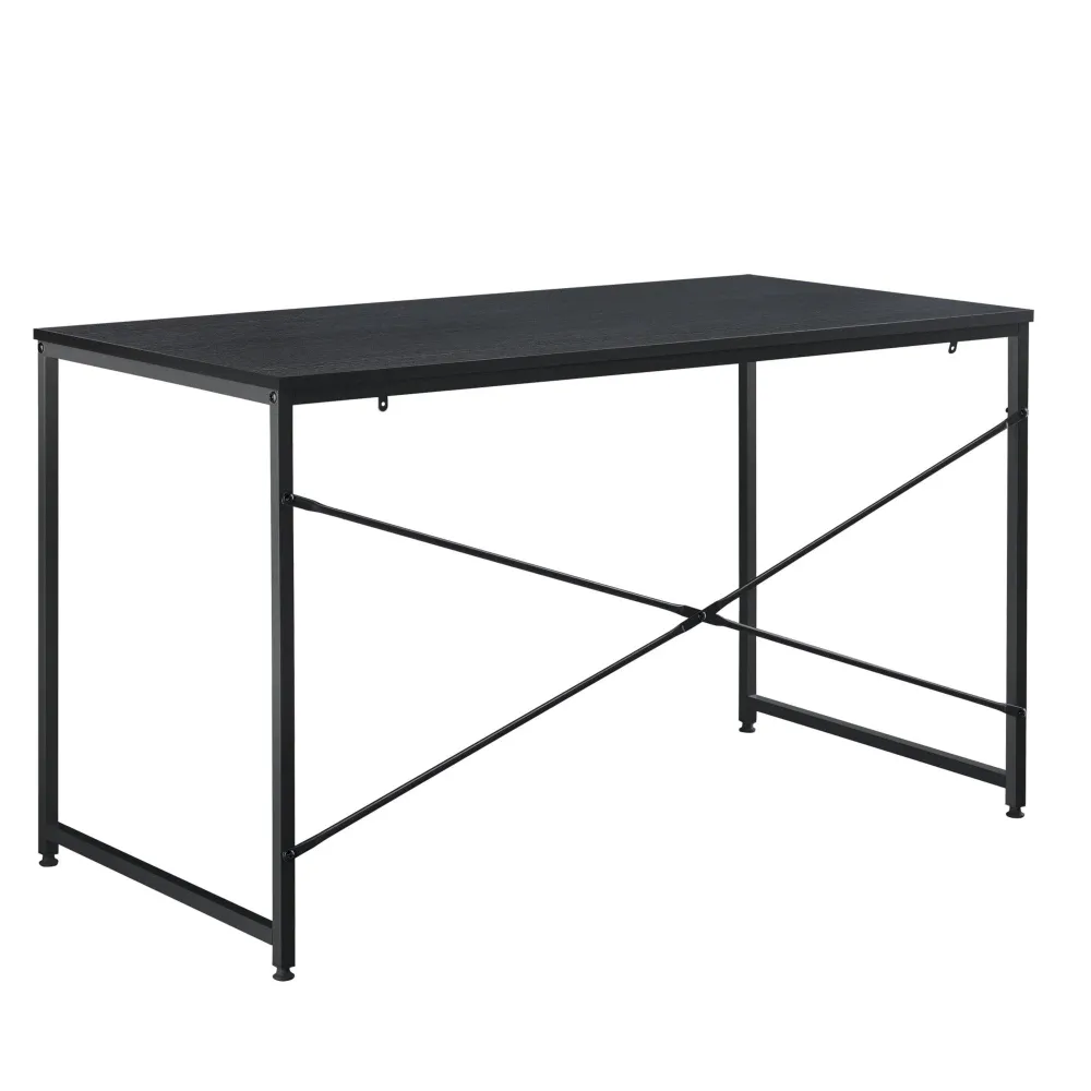Bureau poste de travail d ordinateur table métal et MDF 120 cm noir 03_0003512 avec Plateau Réglable en Hauteur