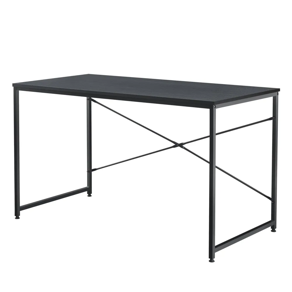 Bureau poste de travail d ordinateur table métal et MDF 120 cm noir 03_0003512 avec tablette coulissante pour clavier