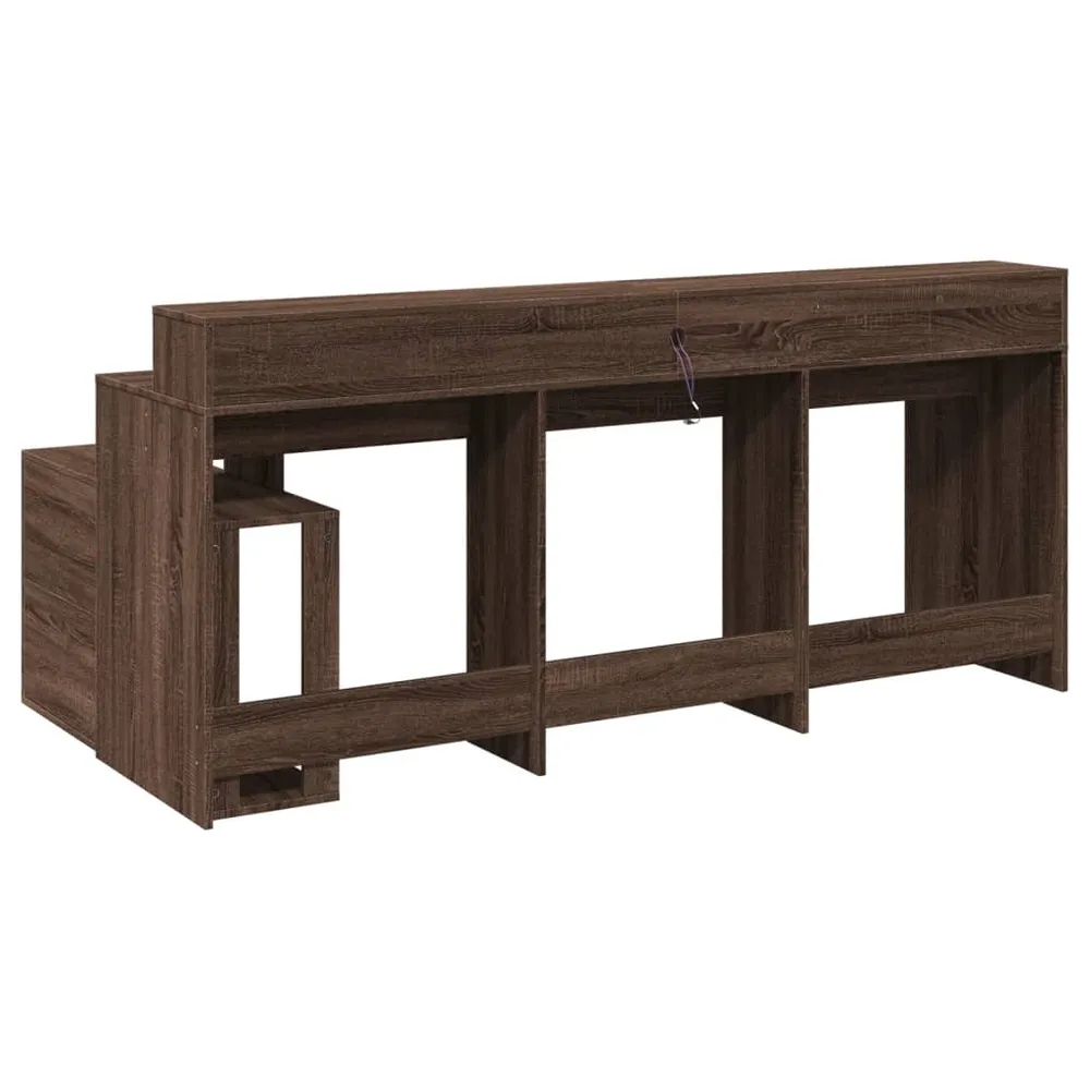 Bureau pour ordinateur Bureau table poste de travail meuble d'ordinateur informatique étude et lumières LED chêne bois d'i...