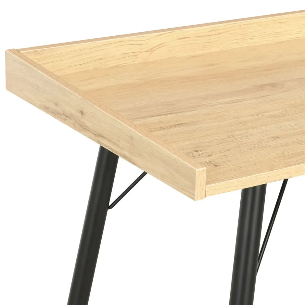 Bureau pour ordinateur Bureau table poste de travail meuble d'ordinateur informatique étude chêne 90 x 50 x 79 cm noir 02_...