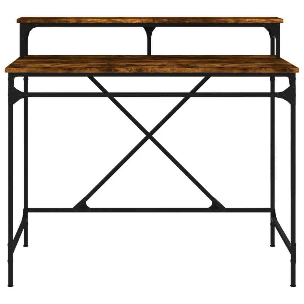 Bureau Professionnel Bureau table poste de travail meuble d'ordinateur informatique étude chêne fumé 100 x 50 x 90 cm bois...
