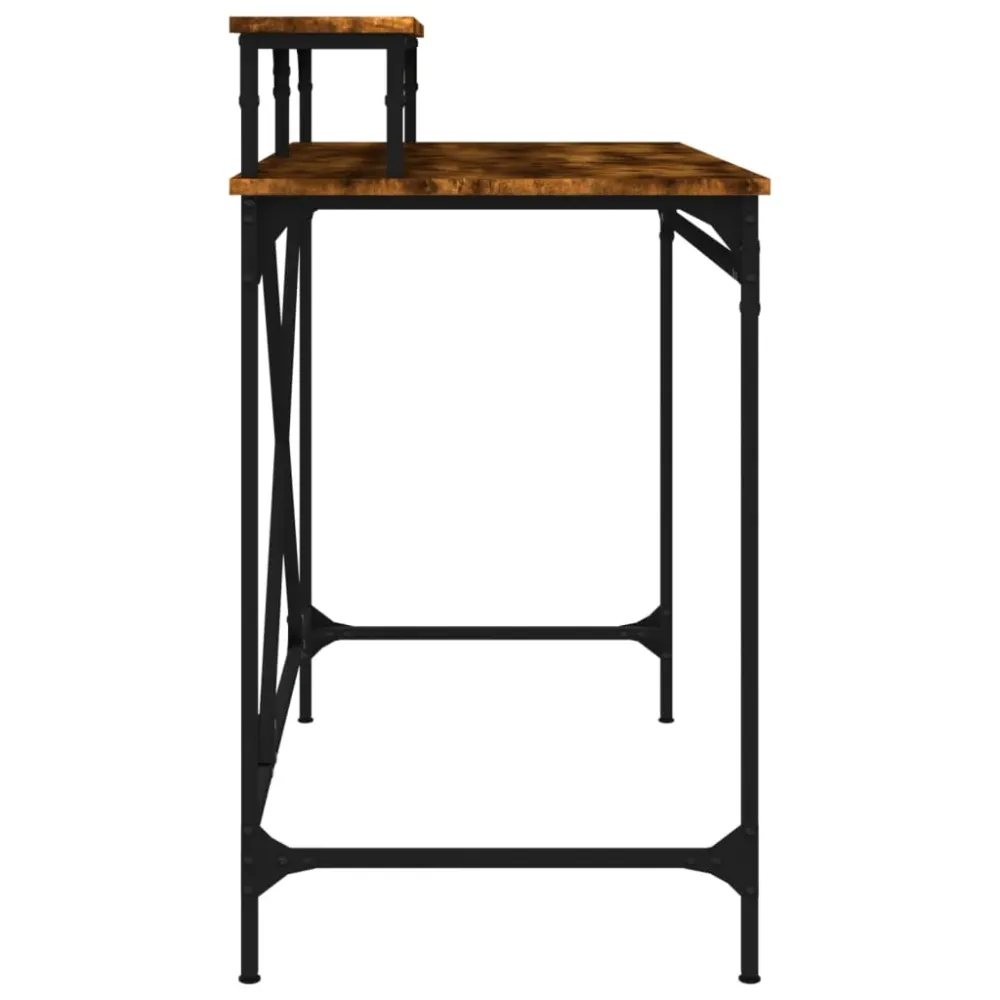 Bureau Professionnel Bureau table poste de travail meuble d'ordinateur informatique étude chêne fumé 100 x 50 x 90 cm bois...