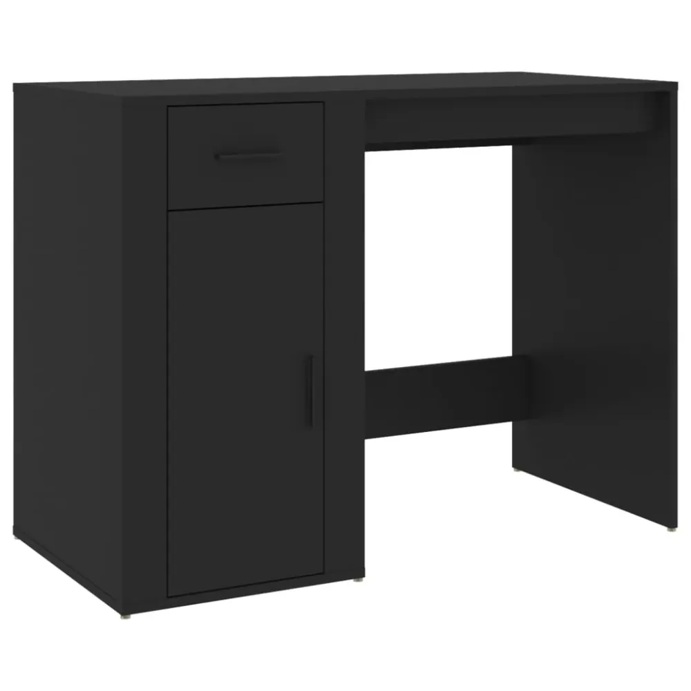 Bureau table poste de travail meuble d'ordinateur informatique étude 100 x 49 x 75 cm bois d'ingénierie noir 02_0023883 Ha...