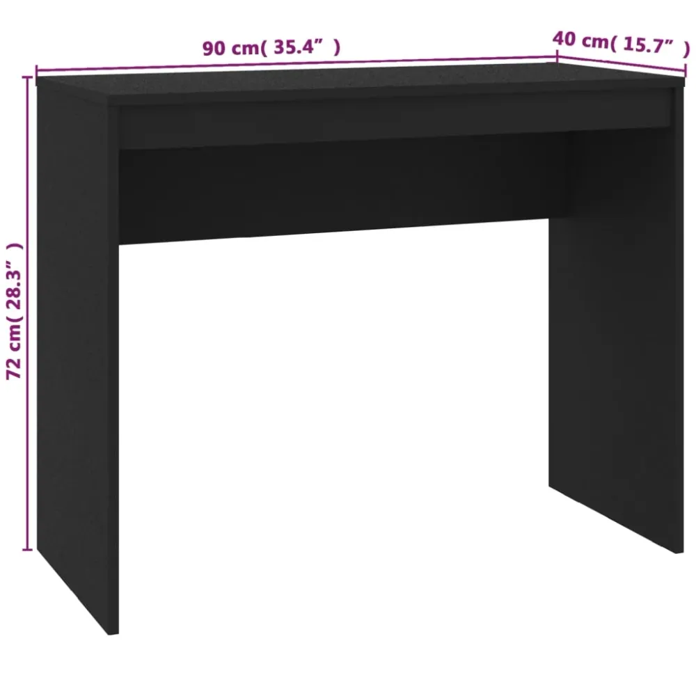 Bureau table poste de travail meuble d'ordinateur informatique étude 90 x 40 x 72 cm bois d'ingénierie noir 02_0023924 ave...