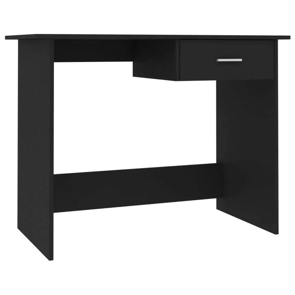 Bureau table poste de travail meuble d'ordinateur informatique étude 100 x 50 x 76 cm bois d’ingénierie noir 02_0023887 Su...