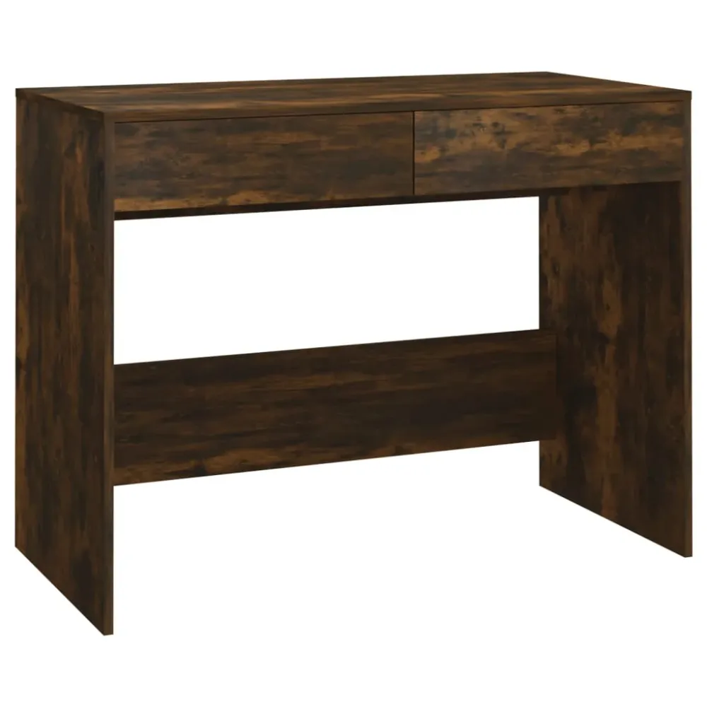Bureau table poste de travail meuble d'ordinateur informatique étude chêne fumé 101 x 50 x 76,5 cm Aggloméré brun 02_00235...