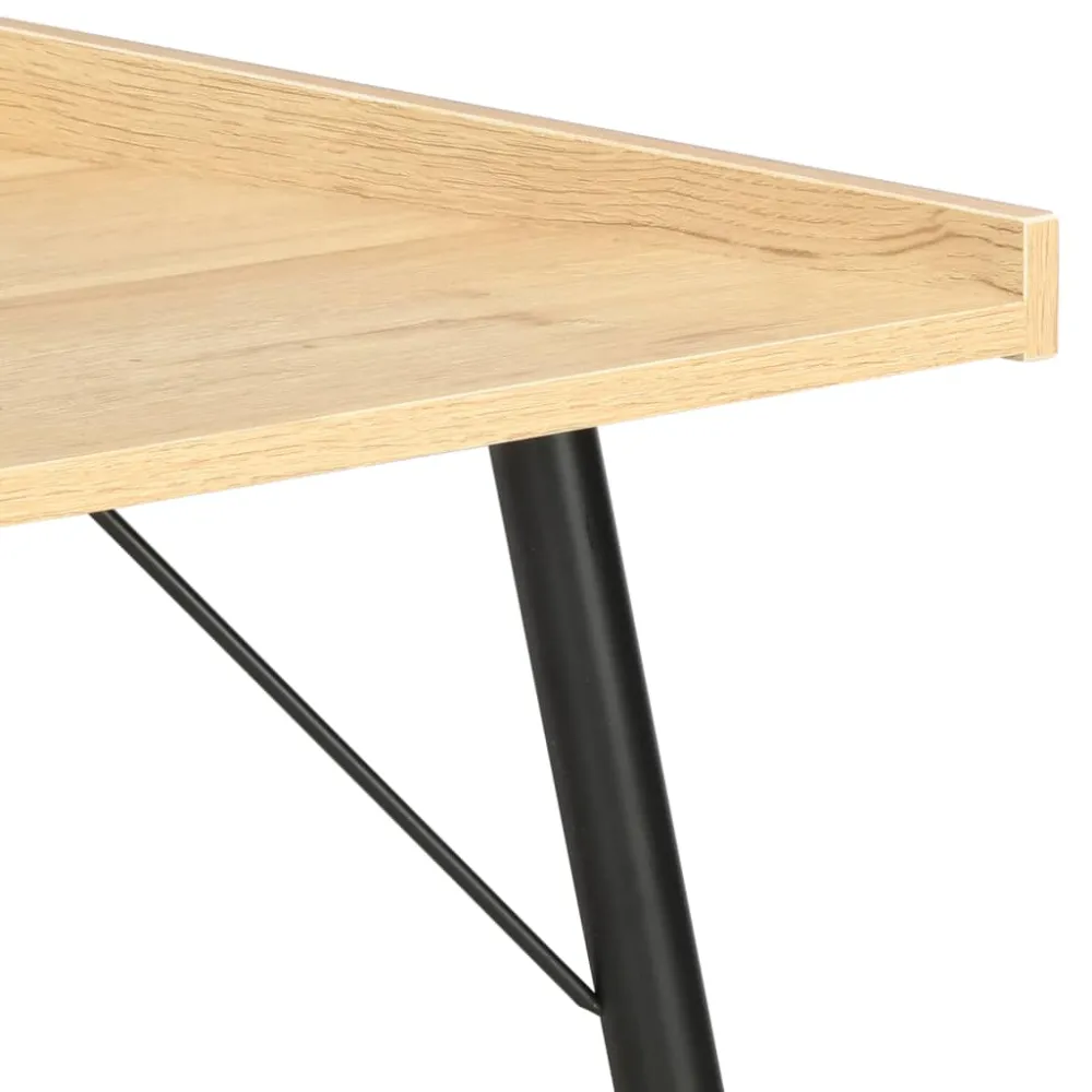 Bureau table poste de travail meuble d'ordinateur informatique étude chêne 90 x 50 x 79 cm noir 02_0023557 Hauteur 65-125 cm