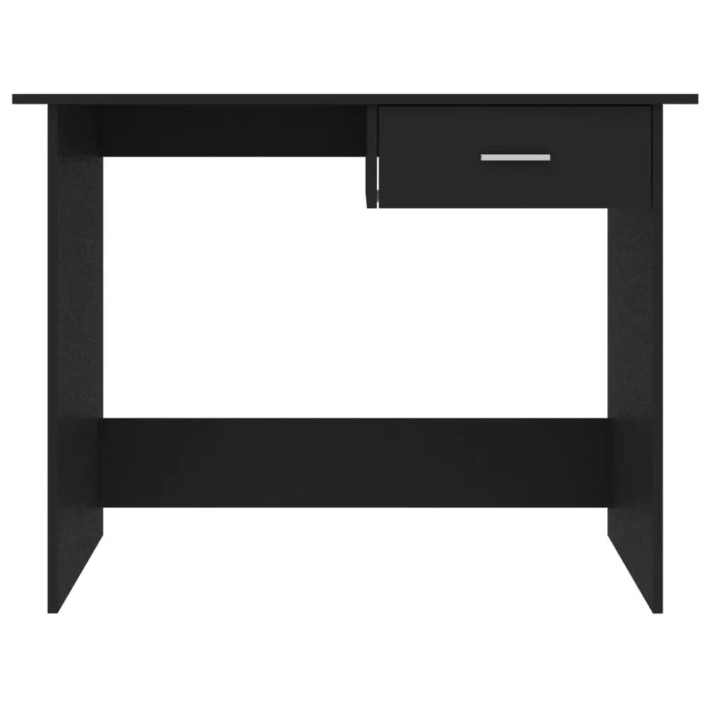 Bureau table poste de travail meuble d'ordinateur informatique étude 100 x 50 x 76 cm bois d’ingénierie noir 02_0023887 av...