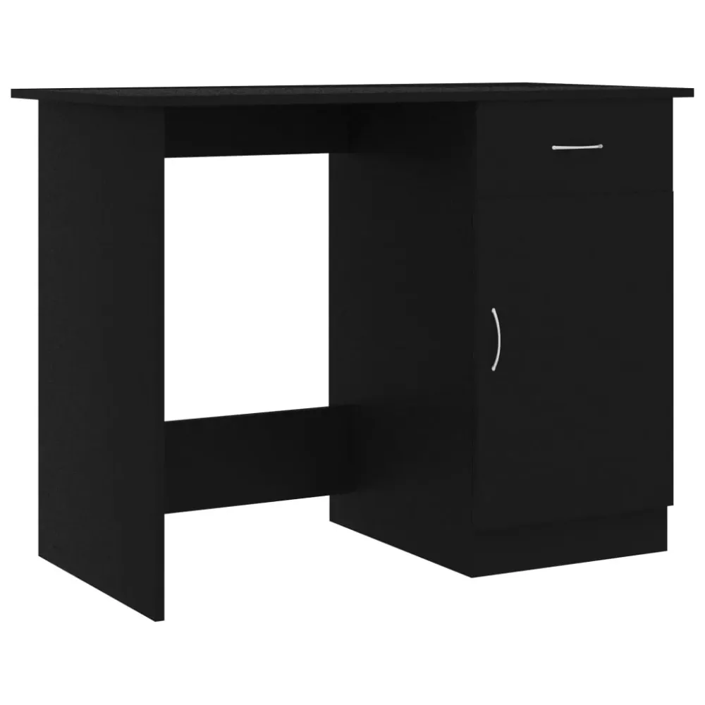 Bureau table poste de travail meuble d'ordinateur informatique étude 100 x 50 x 76 cm bois d’ingénierie noir 02_0023889 en...