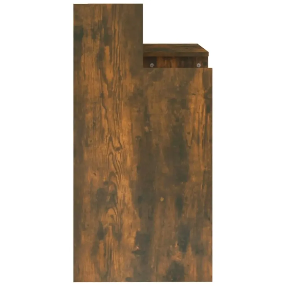 Bureau table poste de travail meuble d'ordinateur informatique étude et lumières LED chêne fumé 97 x 45 x 90 cm bois d'ing...