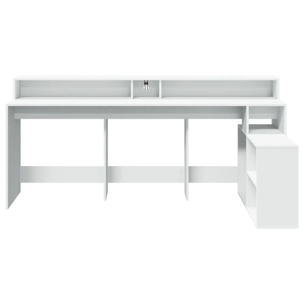 Bureau table poste de travail meuble d'ordinateur informatique étude avec lumières LED 200 x 104 x 91 cm bois d'ingénierie...
