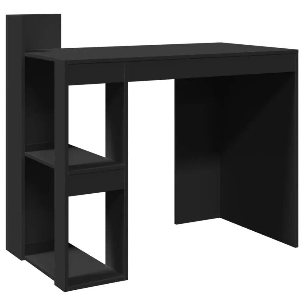 Bureau table poste de travail meuble d'ordinateur informatique étude 103,5 x 56,5 x 94 cm bois d'ingénierie noir 02_002389...