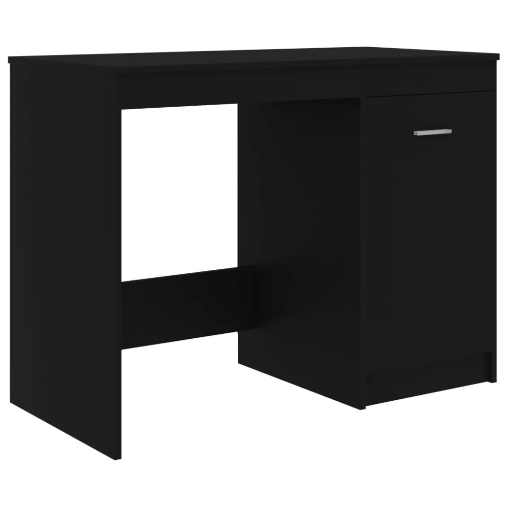 Bureau table poste de travail meuble d'ordinateur informatique étude 100 x 50 x 76 cm bois d’ingénierie noir 02_0023888 Su...