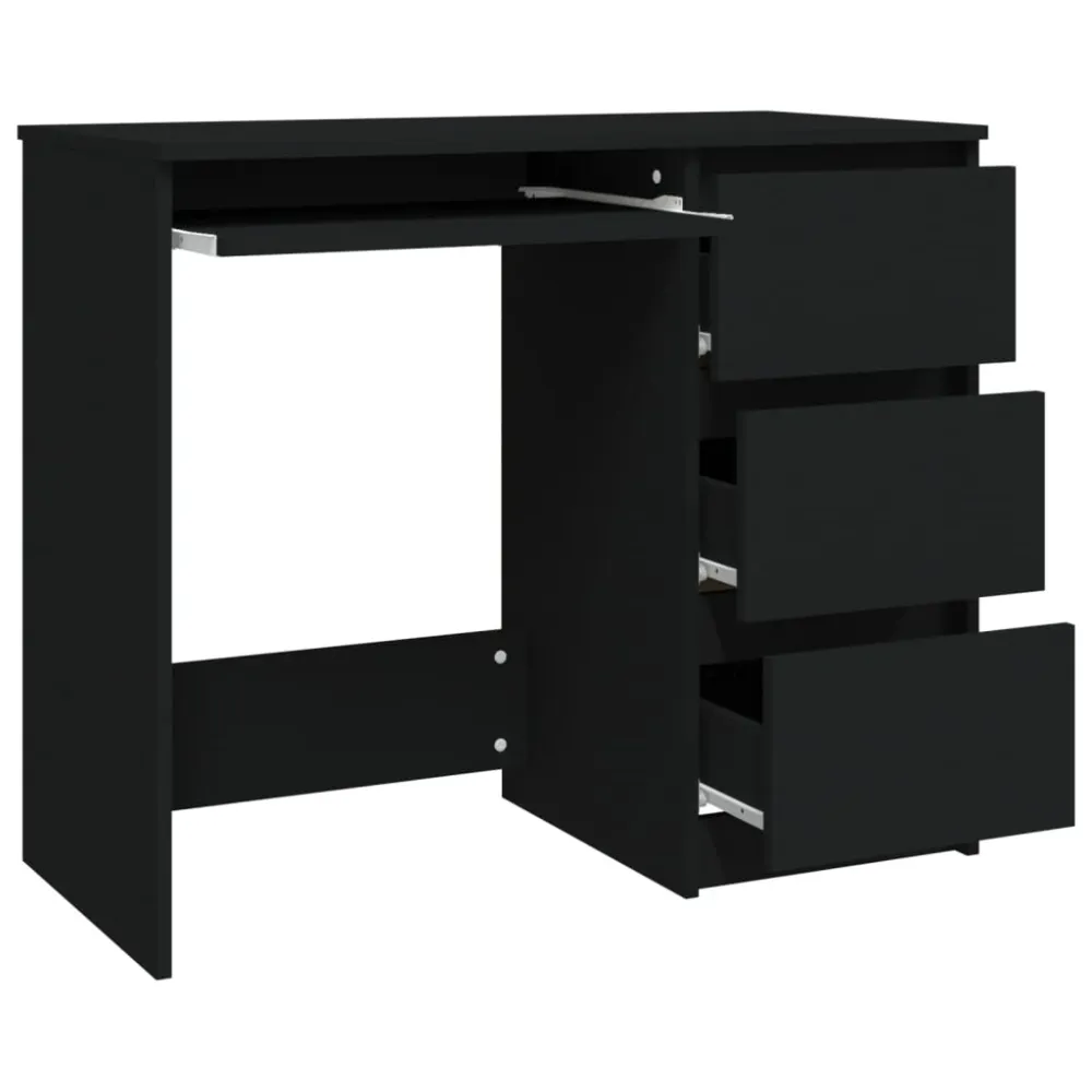 Bureau table poste de travail meuble d'ordinateur informatique étude 90 x 45 x 76 cm bois d’ingénierie noir 02_0023925 Hau...
