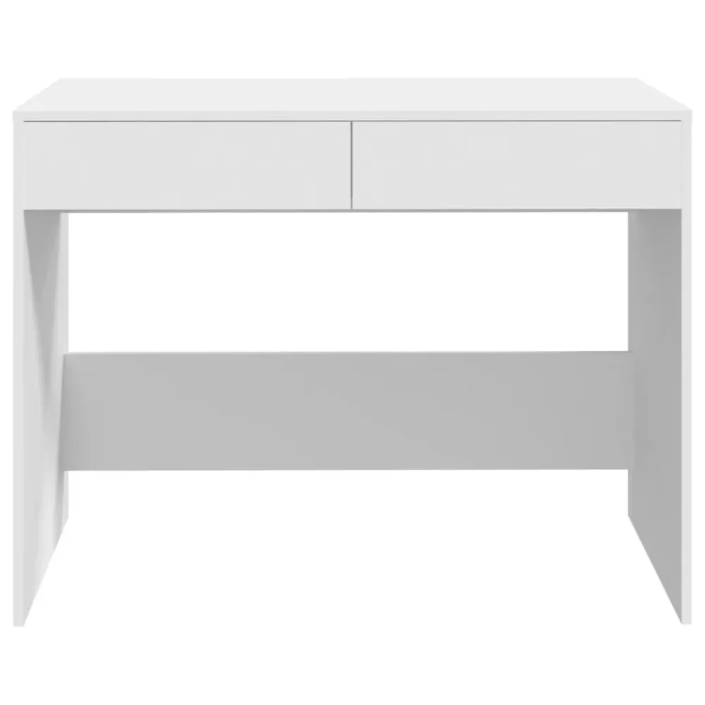 Bureau table poste de travail meuble d'ordinateur informatique étude 101 x 50 x 76,5 cm Aggloméré blanc 02_0023502 avec mé...