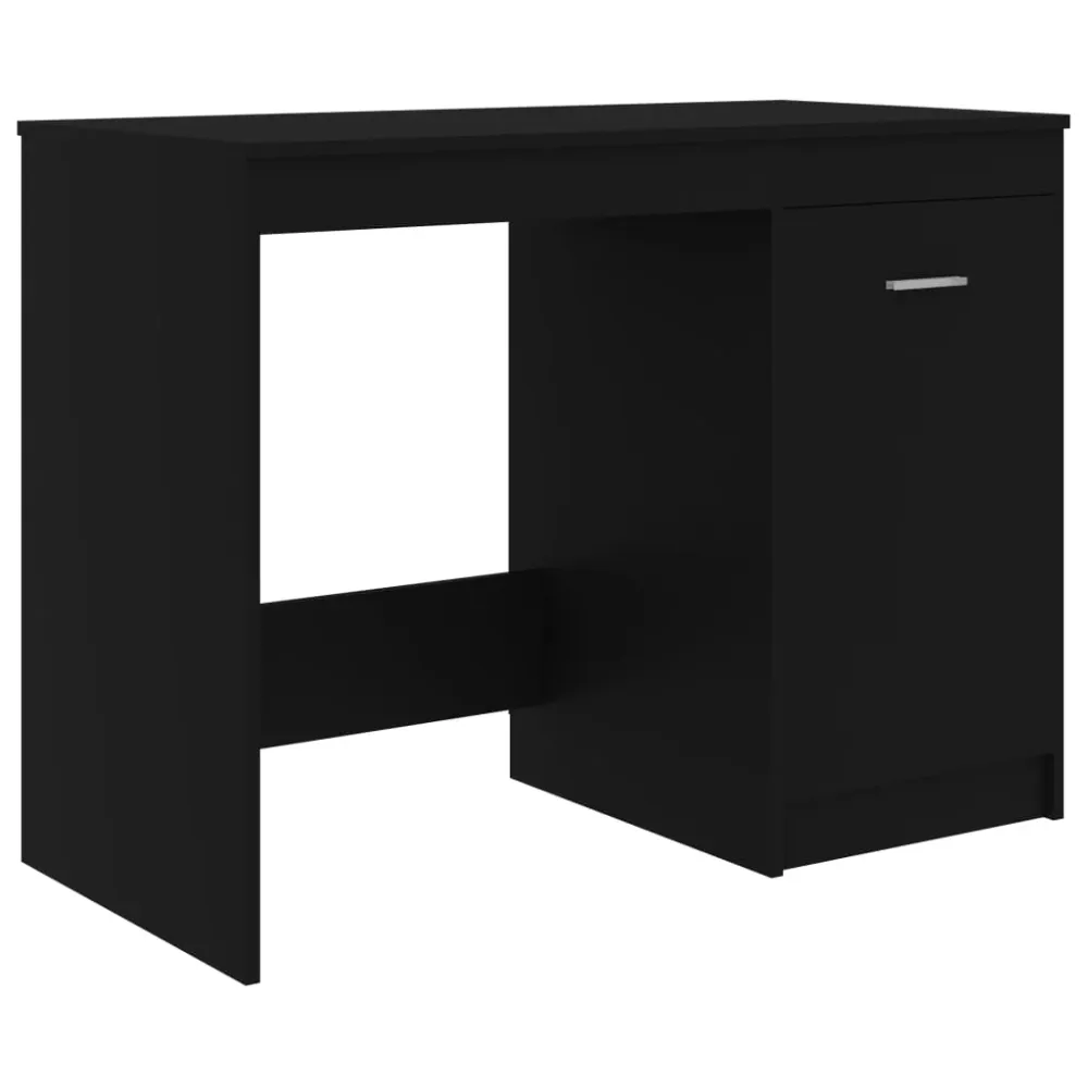 Bureau table poste de travail meuble d'ordinateur informatique étude 140 x 50 x 76 cm bois d’ingénierie noir 02_0023917 av...