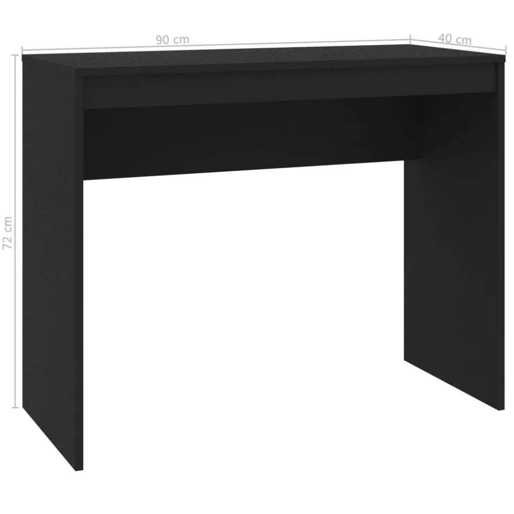 Bureau table poste de travail meuble d'ordinateur informatique étude 90 x 40 x 72 cm bois d'ingénierie noir 02_0023924 ave...