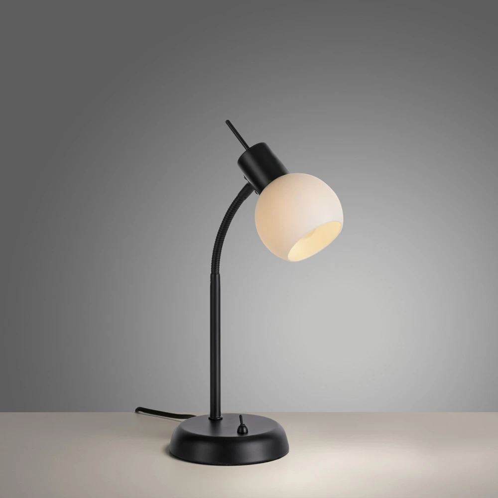 JUST LIGHT. Lampe à poser Loki, noir, fer, verre Surface anti-reflets