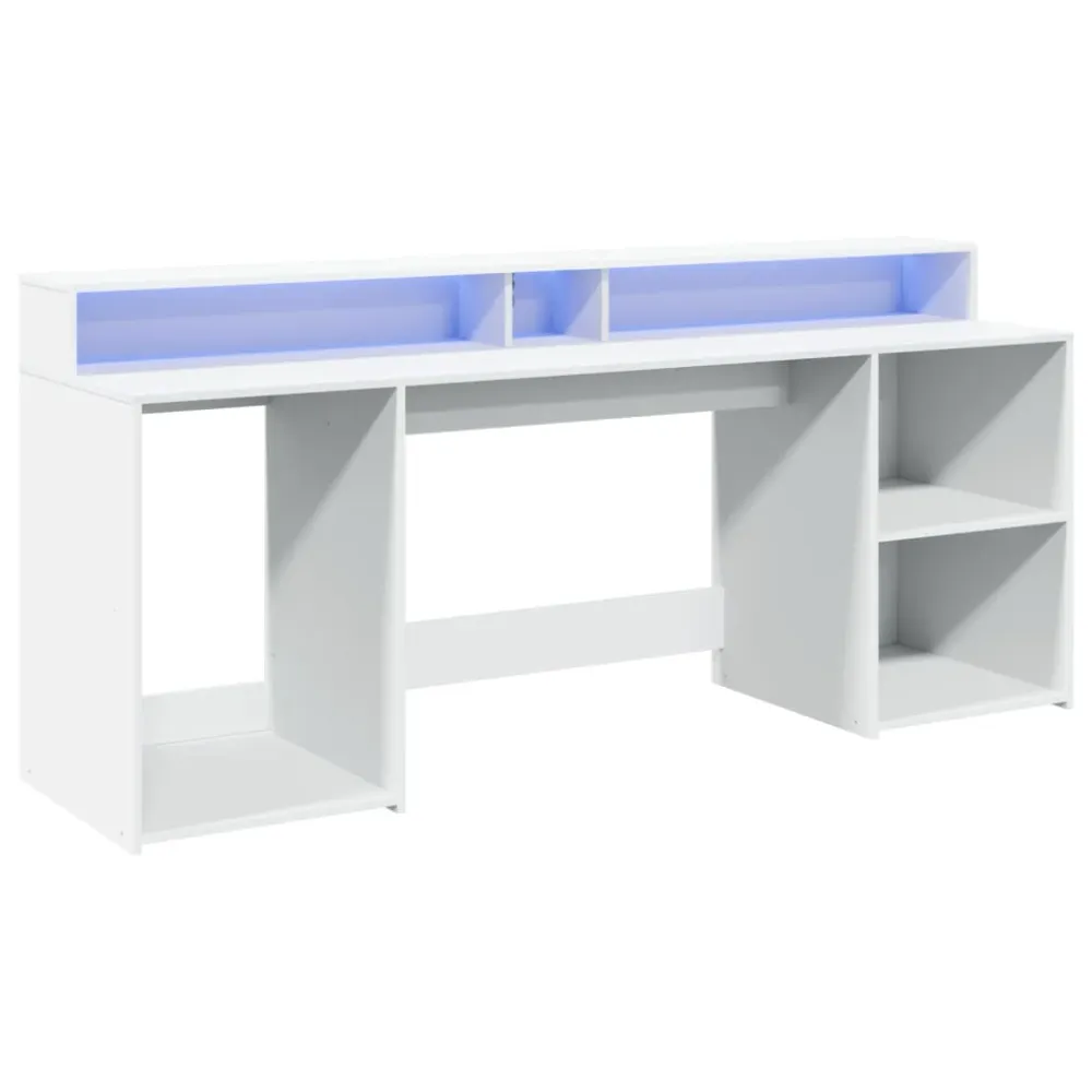 Plan de Travail Ergonomique Bureau table poste de travail meuble d'ordinateur informatique étude avec lumières LED 200 x 5...