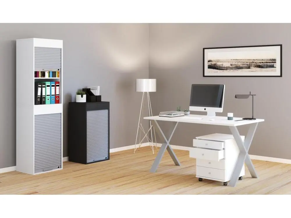 AktosXL armoire de bureau 1 porte de la jalousie blanc. pour archives