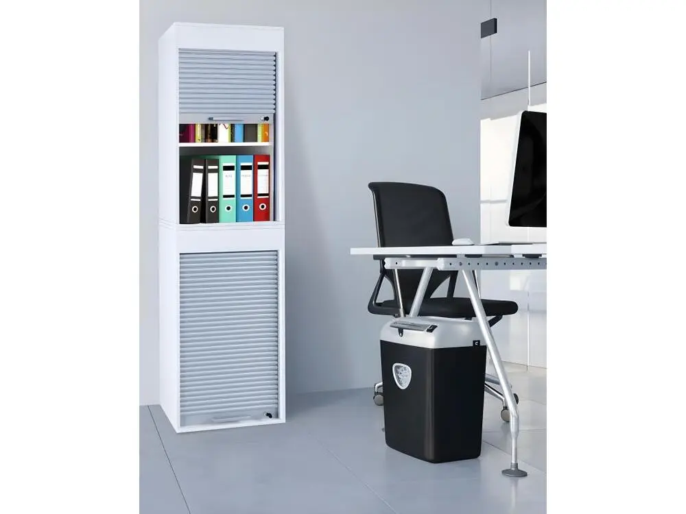 AktosXL armoire de bureau 1 porte de la jalousie blanc. pour archives
