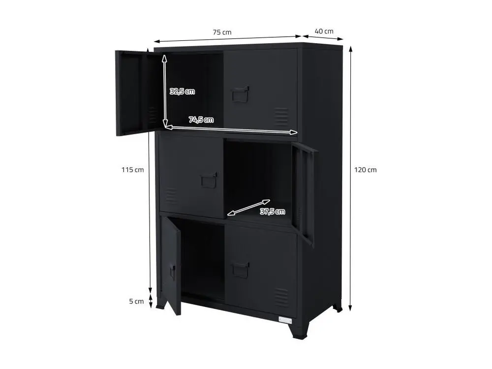 Armoire de bureau Armoire métallique avec étagères 75x40x120 cm pour dossiers suspendus