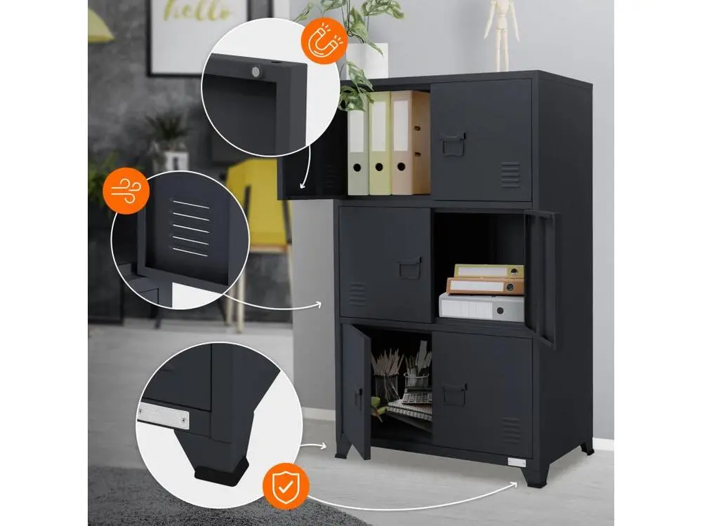 Armoire de bureau Armoire métallique avec étagères 75x40x120 cm pour dossiers suspendus