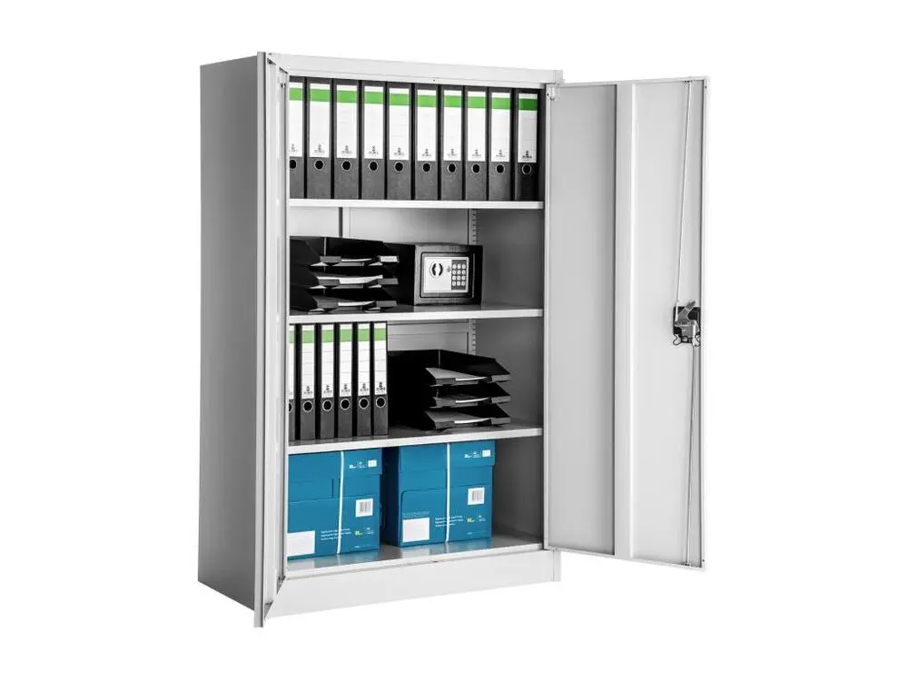 Armoire métallique à dossiers 4 niveaux 140x90x40cm 3 étagères réglables en hauteur Montage mural inclus