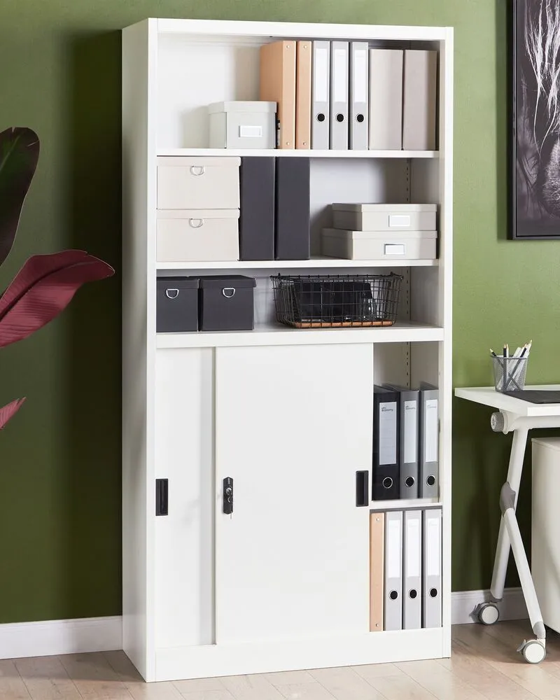Armoire de rangement à 2 portes avec étagères blanc MUSCOVITE Capacité 200 kg