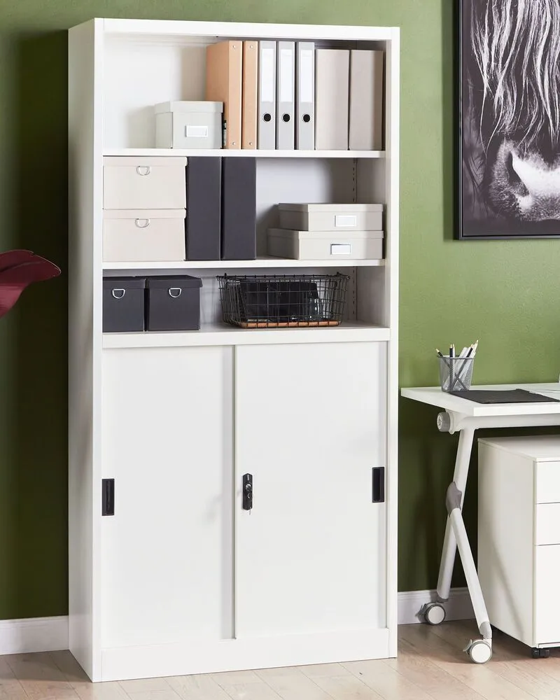 Armoire de rangement à 2 portes avec étagères blanc MUSCOVITE Capacité 200 kg