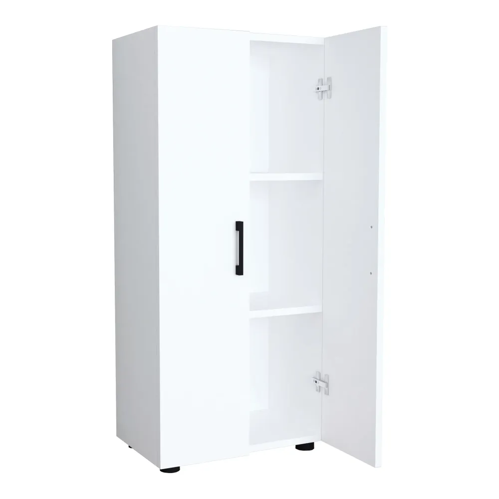 Armoire style intemporel bureau étagère meuble de rangement à 2 portes 108 x 49 x 32 cm blanc 03_0008942 Assemblage sans o...