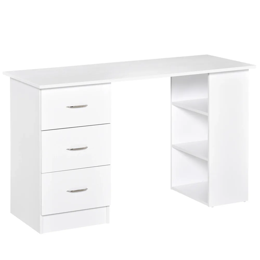 Bureau avec rangement, table informatique 120 x 50 cm, bureau d'ordinateur avec étagères et tiroirs, pour petits espaces,...
