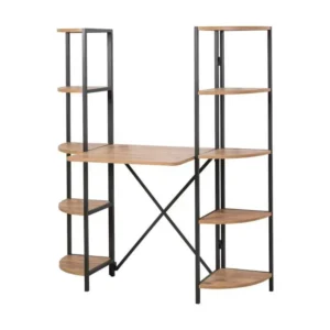 Bureau style industriel avec étagère Injari L139cm Bois manifeste et Métal Noir