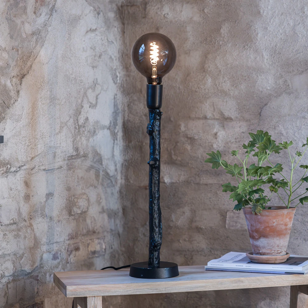 Lampe à poser Ramo, noir, métal, hauteur 53 cm Montage mural inclus