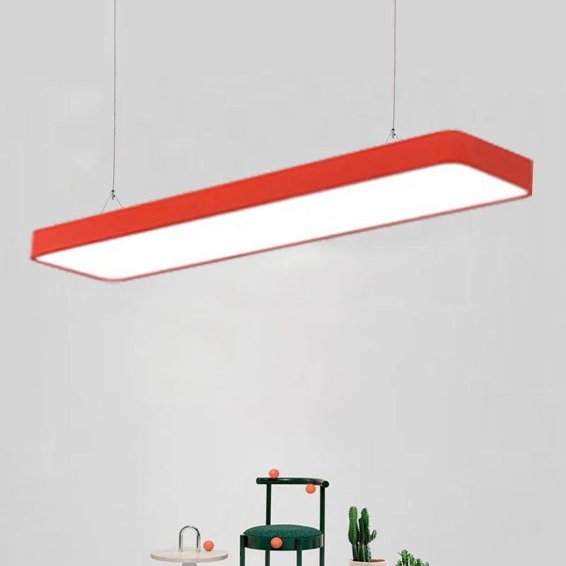 Lampe suspendue rectangulaire simplicité métal Led 47 "de Long blanc/bleu/jaune plafonnier pour bureau, 8"/12" de vaste